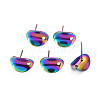 Rainbow Color 304 Stainless Steel Stud Earring Findings STAS-N098-020-1