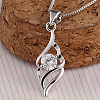 Real Platinum Plated Brass Cubic Zirconia Pendants ZIRC-R014-16-1