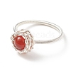 Natural Carnelian Round Finger Ring RJEW-TA00057-02-5