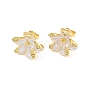 Brass Micro Pave Cubic Zirconia Stud Earring Findings CU-CBAA5EE-04G-04-1