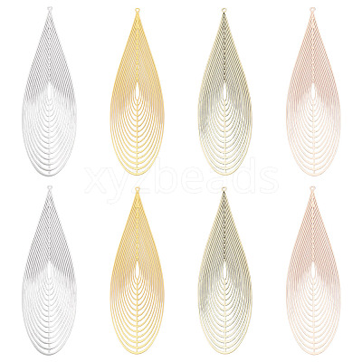 16Pcs 4 Colors Brass Filigree Pendants KKC-TA0001-08A-1