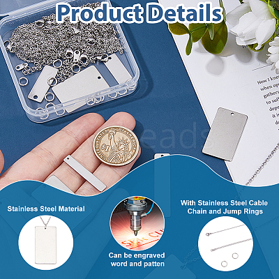 DIY Stainless Steel Rectangle Charm Necklaces Making Kits DIY-HS0001-86-1