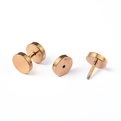 Flat Round 304 Stainless Steel Barbell Cartilage Earrings X-EJEW-L164-05G-1