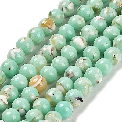 Assembled Synthetic Stone and Trochus Shell Beads Strands G-B128-08A-02-1