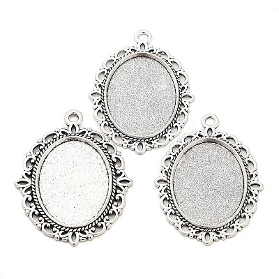 Tibetan Style Alloy Pendant Cabochon Settings FIND-XCP0002-93AS-1