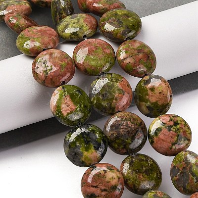 Natural Unakite Beads Strands G-C159-A10-01-1
