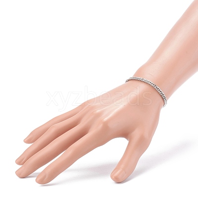 Tarnish Resistant Women's 304 Stainless Steel Diamond Cut Curb Chain Bracelets BJEW-JB06018-01-1