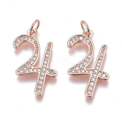Brass Micro Pave Clear Cubic Zirconia Pendants ZIRC-O035-08RG-1