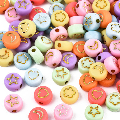 Opaque Mixed Color Acrylic Beads MACR-T038-10-G-1