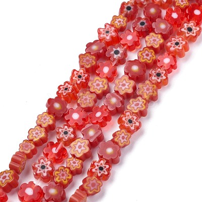 Handmade Millefiori Glass Bead Strands X-LAMP-J035-6mm-07-1