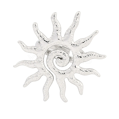 Non-Tarnish Textured Sun 304 Stainless Steel Adjustable Rings for Women RJEW-H231-01P-1