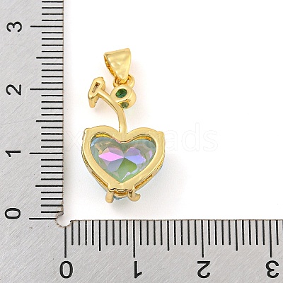 Rack Plating Brass Micro Pave Clear Cubic Zirconia Pendants ZIRC-L100-161G-1