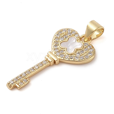 Brass Micro Pave Clear Cubic Zirconia Pendants KK-I712-58G-01-1