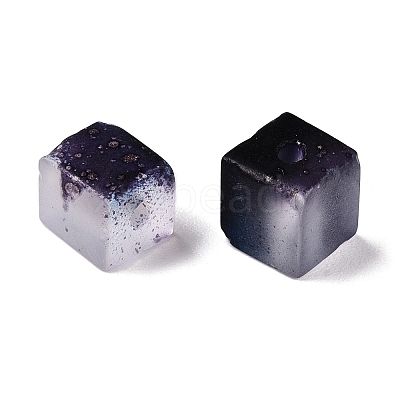 Frosted Glass Beads with Golden Glitter Powder DGLA-NH001-6mm-01M-1