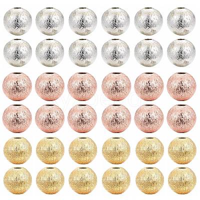 30Pcs 3 Colors Brass Textured Beads Set KK-LS0001-07-1