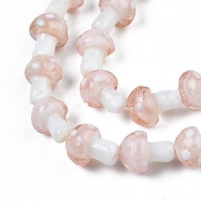 Mushroom Handmade Lampwork Beads Strands LAMP-R116-28-1
