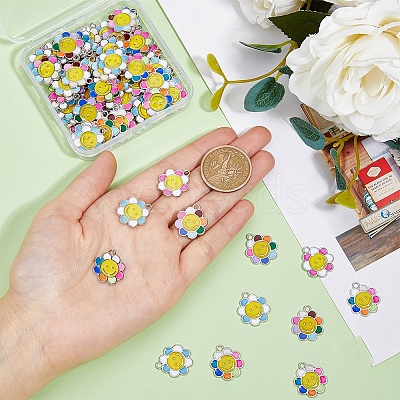80Pcs 4 Colors Alloy Enamel Charms FIND-DC0003-44-1