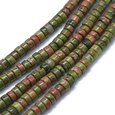 Natural Unakite Beads Strands G-F631-A12-1