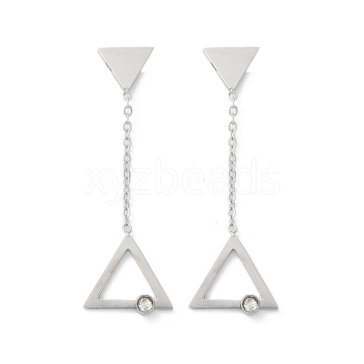 304 Stainless Steel Rhinestone Stud Earrings EJEW-Z089-17P-1
