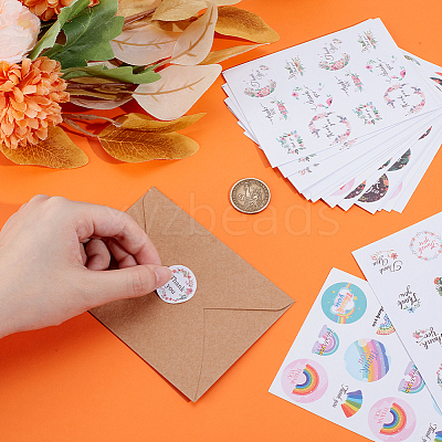24Pcs 6 Styles Thank You Theme Round Paper Stickers DIY-GA0007-46-1