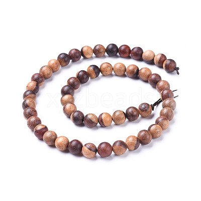 Wood Beads Strands X-WOOD-F008-04-C-1