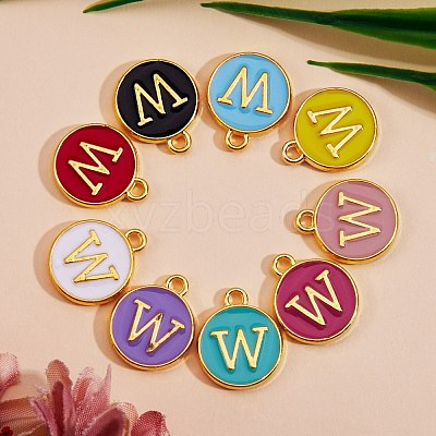120Pcs 12 Colors Golden Plated Alloy Charms ENAM-SZ0001-64W-1