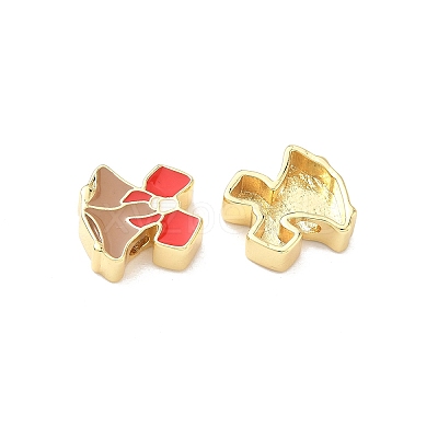 Christmas Brass Enamel Beads KK-I474-G21-1