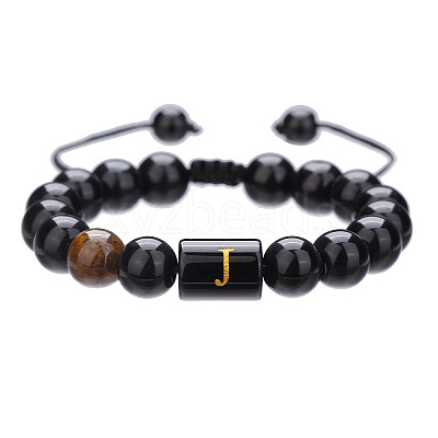 Adjustable Natural Tiger Eye and Glass Beaded Braided Bead Bracelets for Men Women FS-WGD7D76-10-1