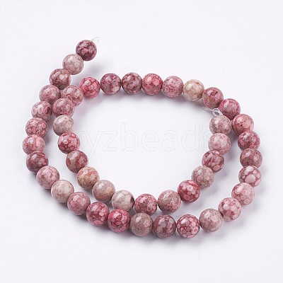 Natural Fossil Coral Beads Strands G-F563-01-8mm-1