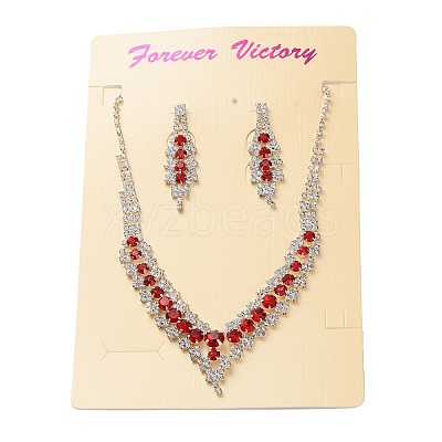Alloy Rhinestone Necklaces & Stud Earring Sets for Women SJEW-U001-01P-01-1