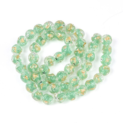 Handmade Gold Foil Glass Beads Strands FOIL-N029-04B-1
