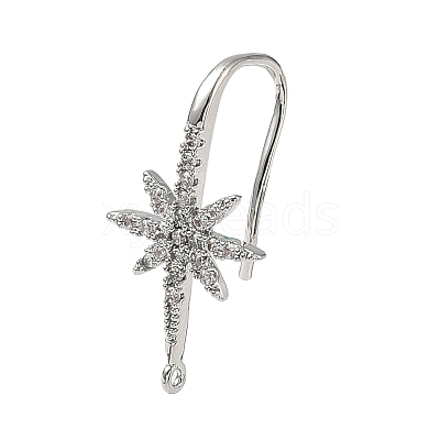 Brass Micro Pave Clear Cubic Zirconia Hoop Earring Findings KK-H521-01P-1