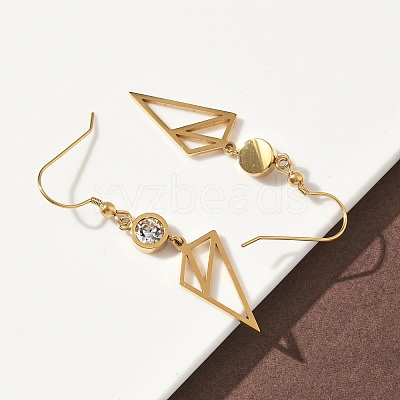 304 Stainless Steel Triangle Dangle Earrings EJEW-Z129-07G-1