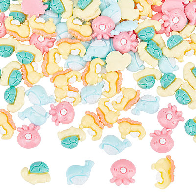 120Pcs 4 Style Luminous Resin Cabochons MRMJ-OC0003-74-1