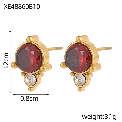 304 Stainless Steel Cubic Zirconia Stud Earrings STAS-OY009-15G-1