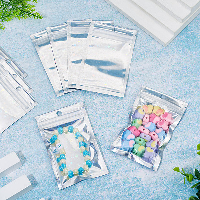 60Pcs Glitter Holographic Star Plastic Packaging Yin-yang Resealable Bags OPP-TA0001-24A-1