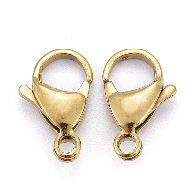 Ion Plating(IP) 304 Stainless Steel Lobster Claw Clasps X-STAS-H353-F-02G-1