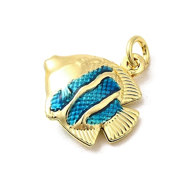 Brass Enamel Pendants KK-I378-13G-C-1