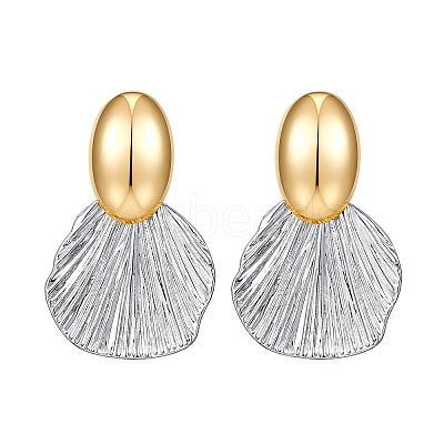 Two Tone Brass Dangle Stud Earrings FS-WGF18BB-08-1