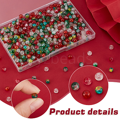 500Pcs 5 Colors Transparent Spray Painted Crackle Glass Beads CCG-PH0001-18-1
