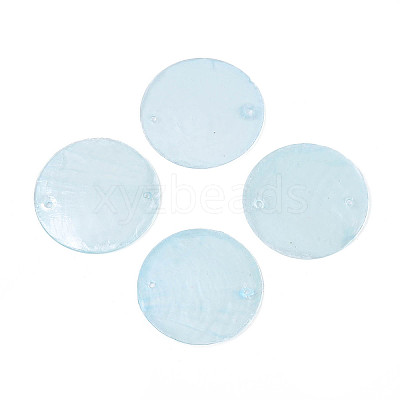 Spray Painted Natural Capiz Shell Disc Links Connector Charms SSHEL-T017-32B-1