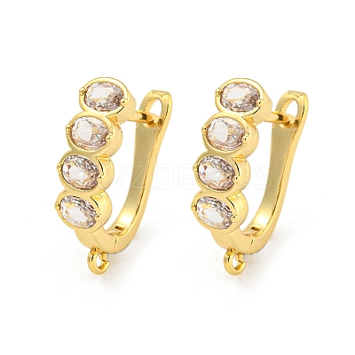 Rack Plating Brass Micro Pave Cubic Zirconia Hoop Earring Findings EJEW-C102-17G-1