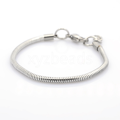 Tarnish Resistant 304 Stainless Steel European Style Round Snake Chains Bracelets STAS-J015-01-1