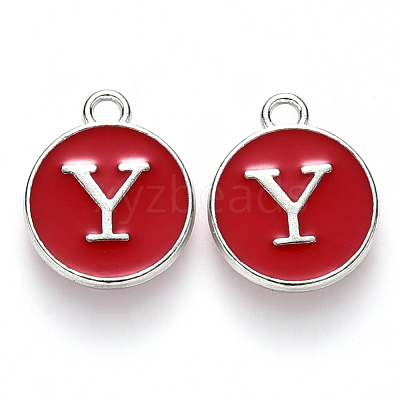 Platinum Plated Alloy Enamel Charms ENAM-S118-03Y-P-1