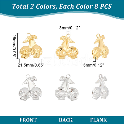 16Pcs 2 Colors Ion Plating(IP) 304 Stainless Steel Pendants STAS-UN0045-02-1