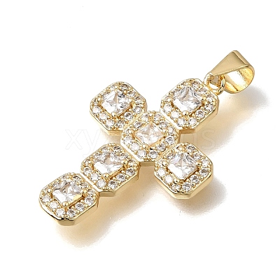 Brass Micro Pave Clear Cubic Zirconia Pendants CU-CBA9883-05A-G-1