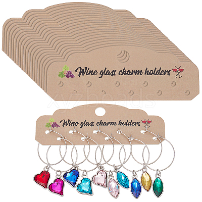 60Pcs Paper Wine Charm Display Cards CDIS-BC0001-06B-1