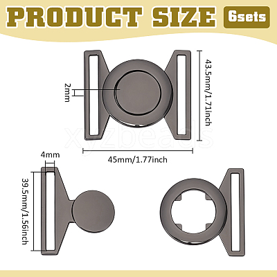 6 Sets Zinc Alloy Side Release Buckles FIND-BC0019-63B-1