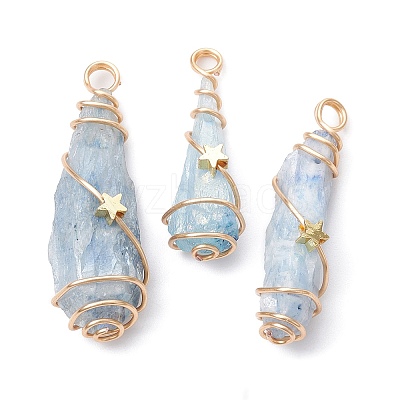 Electroplated Natural Quartz Crystal Dyed Copper Wire Wrapped Pendants PALLOY-JF02326-04-1