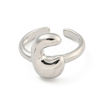 Brass Letter Open Cuff Rings for Women RJEW-G313-01C-P-1